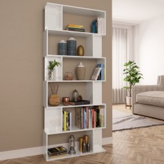 vidaXL Bibliotecă/Separator cameră, alb extralucios, 80x24x192 cm, PAL