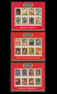 Grenada 1999 &amp;quot;Disney- Hercules&amp;quot;, serie in 3 blocuri ,24 val. ,Mi.3677/3700,MNH foto