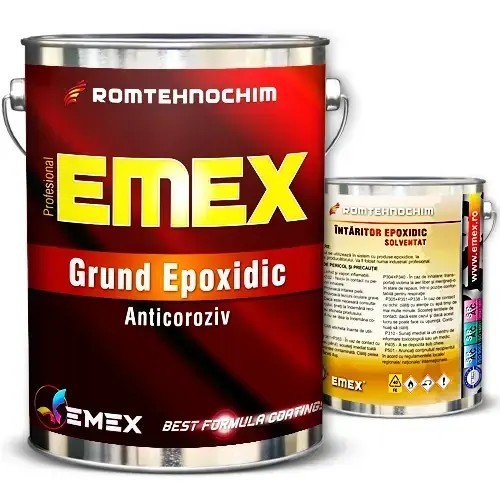 Pachet Grund Epoxidic Anticoroziv &ldquo;Emex&rdquo; - Rosu - Bid. 20 Kg + Intaritor 3.00 Kg