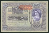 q717 AUSTRIA UNGARIA 10000 KRONEN COROANE 1918 SUPRATIPAR D&Ouml; 1919 NECIRCULATA UNC