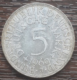 (A845) MONEDA DIN ARGINT GERMANIA - 5 MARK 1960, LIT J, 11,2 GRAME. PURITATE 625, Europa