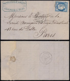 France 1874 Cover + Content Villers Reims Paris ambulant cancel. Givet DB.366