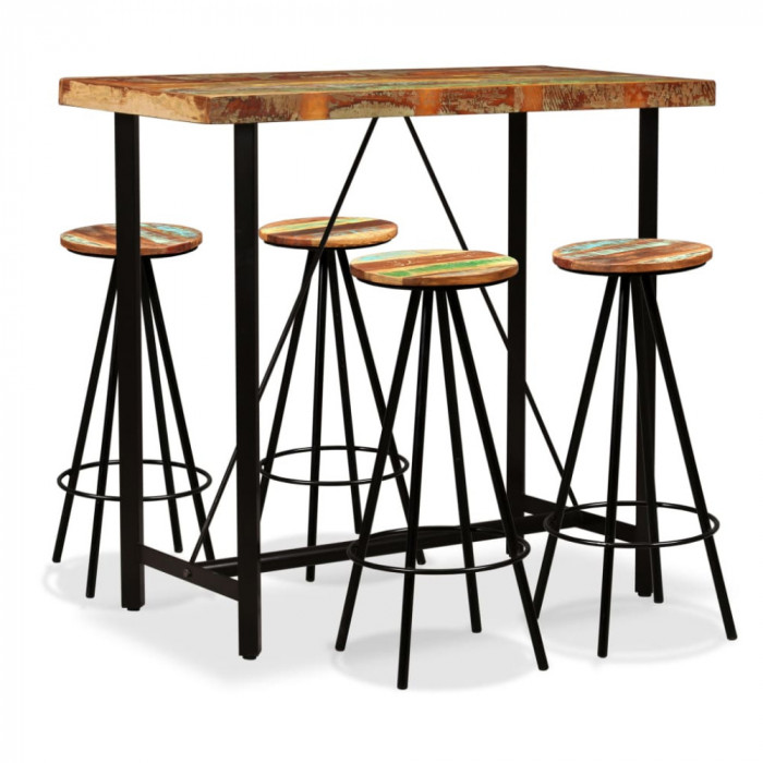 Set mobilier de bar, 5 piese, lemn masiv reciclat GartenMobel Dekor