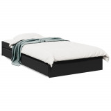 Cadru de pat cu sertare, negru, 90x200 cm, lemn prelucrat GartenMobel Dekor, vidaXL