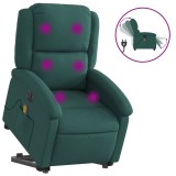 Cumpara ieftin Fotoliu electric masaj rabatabil / ridicare verde inchis textil