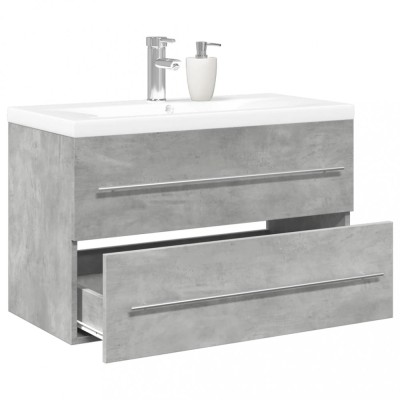 Set mobilier de baie, 2 piese, gri beton, lemn compozit foto