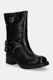 Answear Lab botine femei, culoarea negru, cu toc plat