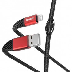 Cablu date Hama 187217 USB-A - Lightning 1.5m Negru-Rosu foto
