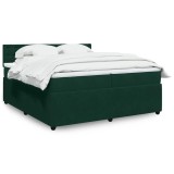 vidaXL Pat box spring cu saltea, verde &icirc;nchis, 200x200 cm, catifea 3290145