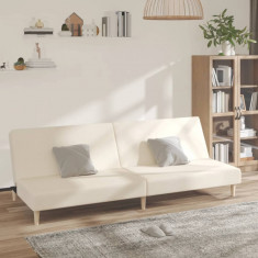 vidaXL Canapea extensibilă cu 2 locuri, crem, material textil
