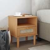 vidaXL Noptieră SENJA, aspect ratan maro, 40x35x80 cm, lemn masiv pin 358010