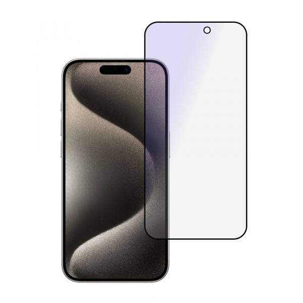 Folie de protectie Ecran Anti Blue Light OEM pentru Apple iPhone 16 Pro Max, Sticla Securizata, Full Glue, Neagra