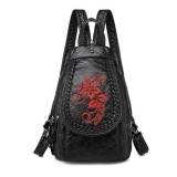 Cumpara ieftin Rucsac dama, E-LY GT367, negru, cu imprimeu rosu