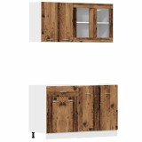 Cumpara ieftin Set dulap de bucatarie Lyon din 4 piese Lemn vechi Lemn prelucrat