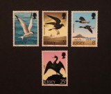 Serie Completă 4 Timbre Jersey 1975 Păsări Marine Chiră Petrel G&acirc;scă Cormoran Neștampilat - A992
