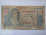 Rară! Guadelupa/Guadeloupe-DOM-TOM(Franta de peste mari) 10 Francs CCFOM 1947