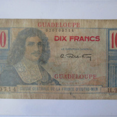 Rară! Guadelupa/Guadeloupe-DOM-TOM(Franta de peste mari) 10 Francs CCFOM 1947