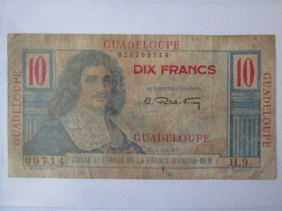 Rară! Guadelupa/Guadeloupe-DOM-TOM(Franta de peste mari) 10 Francs CCFOM 1947 foto