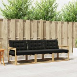 vidaXL Set de canapele de exterior cu pernă 3 pcs Alb și negru 3388366