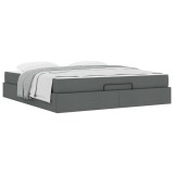 vidaXL Cadru de pat cu saltea cu saltea 2 pcs Gri Scurt țesătură 3399509