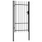 vidaXL Poartă de gard cu o ușă, v&acirc;rf ascuțit, negru, 1x1,75 m, oțel