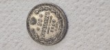 Rusia , 20 kopeici 1910 , argint