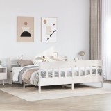 Gossi cadru de pat fara saltea, alb, 180x200 cm, lemn masiv pin