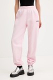 Rotate pantaloni de trening din bumbac culoarea roz, uni, 114378191