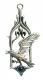 Pandantiv cu lantisor Copiii Noptii - Corbul, placat cu argint, 3.5 cm