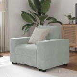 Canapea Scaun Gri Deschis 60cm Catifea, Gossi, Fotoliu Relaxare, Cadru Metalic &amp; Placaj, 100x78x80 cm