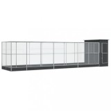 Cumpara ieftin Voliera de pasari cu extensie, argintiu, 830x203x216 cm, otel