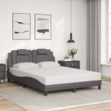 Cumpara ieftin Cadru de pat cu tăblie, gri, 140x190 cm, piele ecologică