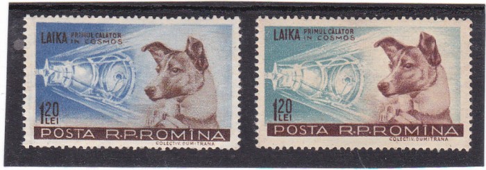 ROMANIA 1957 - CATELUSA LAIKA, PRIMUL CALATOR IN COSMOS, MNH - LP 447