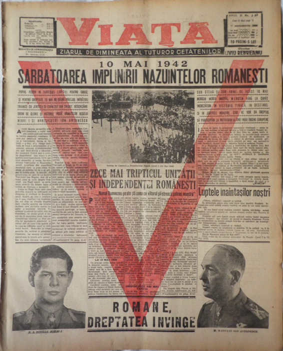 Viata, ziarul de dimineata; director: Rebreanu, 11 Mai 1942, frontul din rasarit