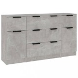 Set servanta, 3 piese, gri beton, lemn prelucrat