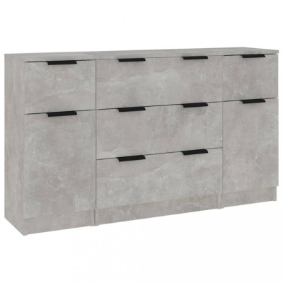 Set servanta, 3 piese, gri beton, lemn prelucrat foto