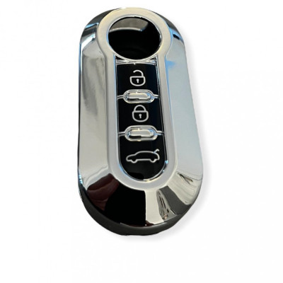 Husa TPU Cheie Briceag Fiat 500 3 Butoane Silver AutoProtect KeyCars foto