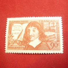 Timbru -Descartes- Sur la Methode 1937 Franta ,1 val. sarniera