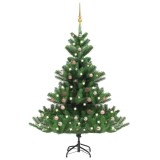 vidaXL Brad artificial Crăciun cu LED și globuri Nordmann Verde 180 cm 3077646