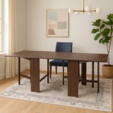 Masa plianta 12 persoane, Pal Melaminat, insertii lemn masiv, sistem cuplare blat, 274x75x78 cm, wenge