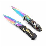 Set de doua cutite automate, DEPOX&reg;, 24 cm,husa inclusa, maner decorativ, lama multicolora