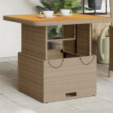 Masă grădină vidaXL bej 80x80x71cm poliratan &amp; lemn acacia, blat reglabil, rezistent UV