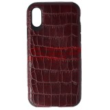 Husa iPhone X / XS, TPU Piele Crocodil, Burgundy