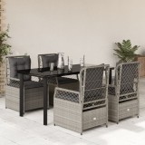 vidaXL Set mobilier de grădină cu perne, 5 piese gri deschis poliratan 3263037