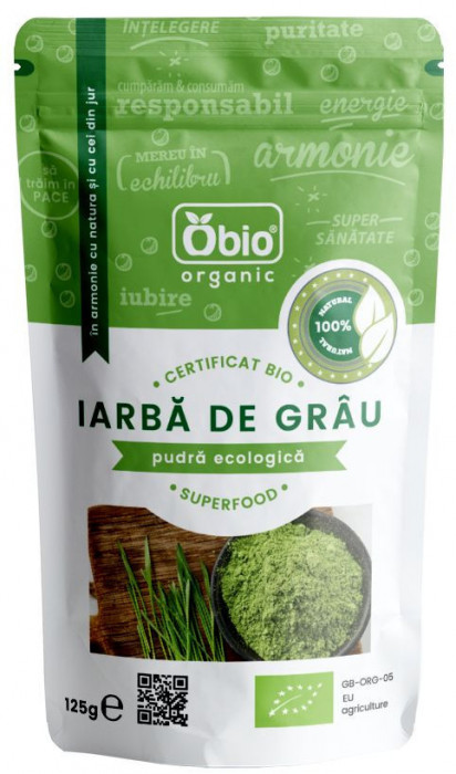 Iarba de grau pulbere eco 125g Obio