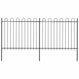 Cumpara ieftin Gard de gradina cu varf circular din otel, 359x150 cm, negru