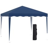 Outsunny pavilion pliant 3 x 3 m, cort de grădină pliabil, reglabil pe &icirc;nălțime, cu geantă de transport, protecție UV, oțel, material Oxford, albastru