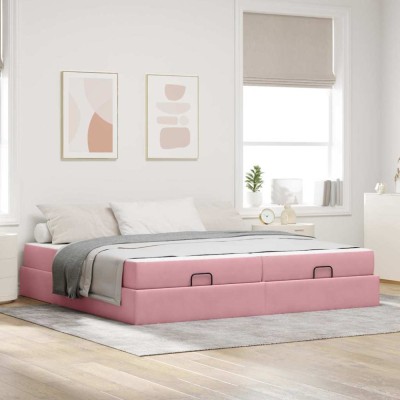 vidaXL Cadru de pat Roz 200 x 200 cm Catifea 3399587 foto