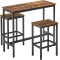 VASAGLE Set masa de bar cu 2 scaune, cadru din otel, blat lemn, design industrial, 100x40x90cm, maro rustic si negru Household NewTrend