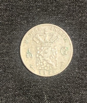 Moneda 1/10 gulden 1855 Olanda argint foto